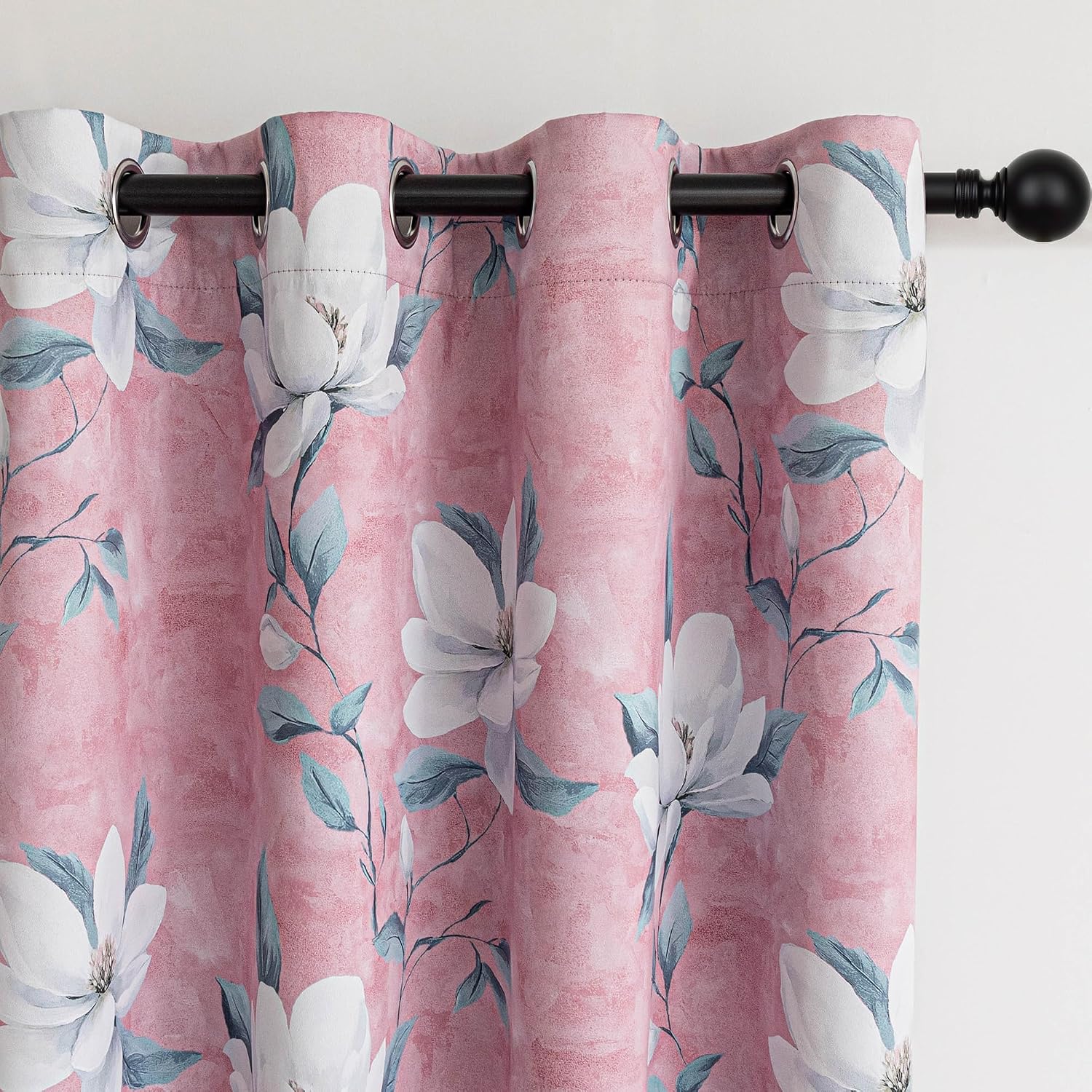 Myskyhome MYSKY HOME Floral 95% Pink Blackout Curtains 84 Inch Length 2 Panels Set for Girls Bedroom Thermal Insulated Light Blocking Drape…