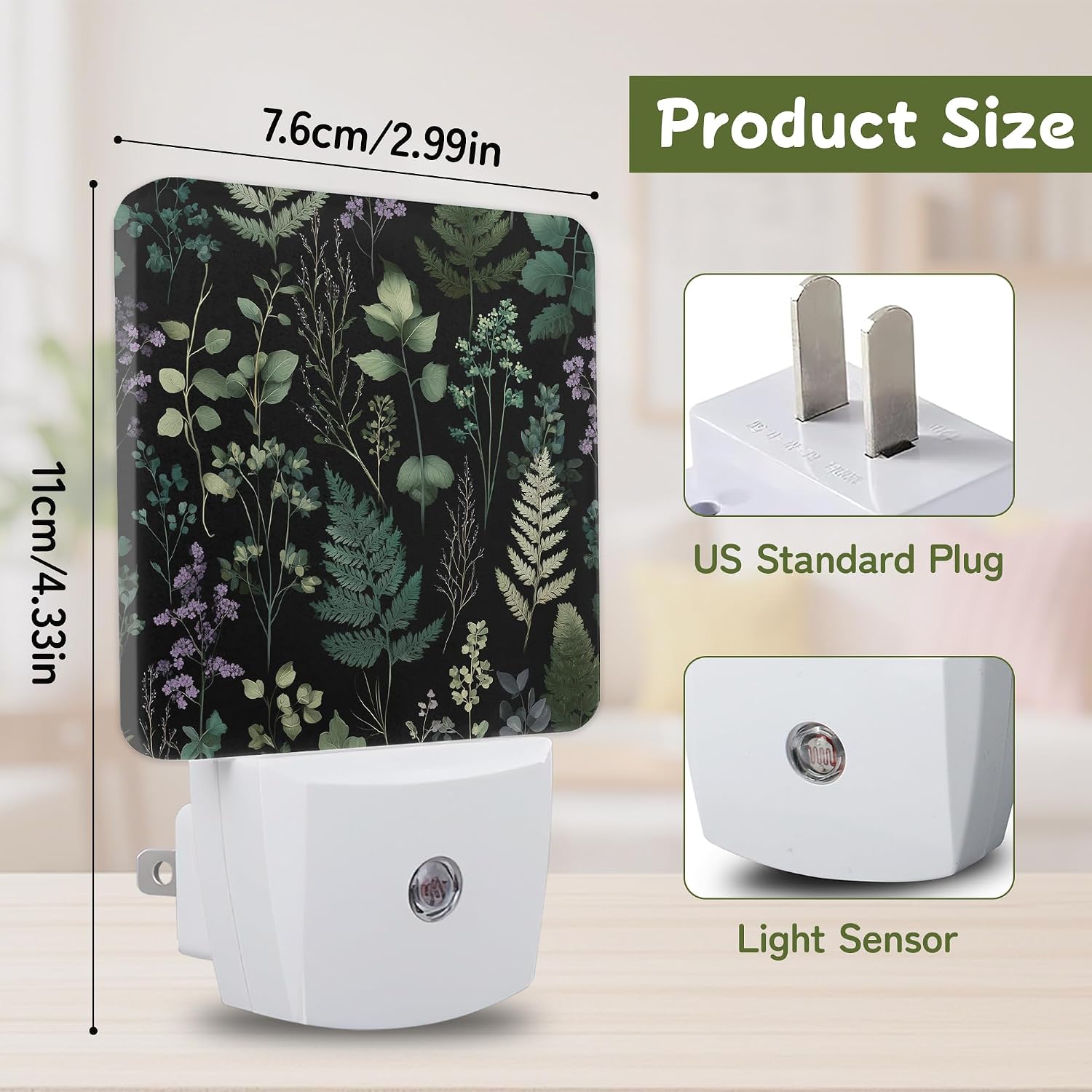 Night Light, Dark Botanical Night Lights Plug into Wall for Bedroom Bathroom Hallway Kitchen, Dusk to Dawn Sensor Decorative Gift for…