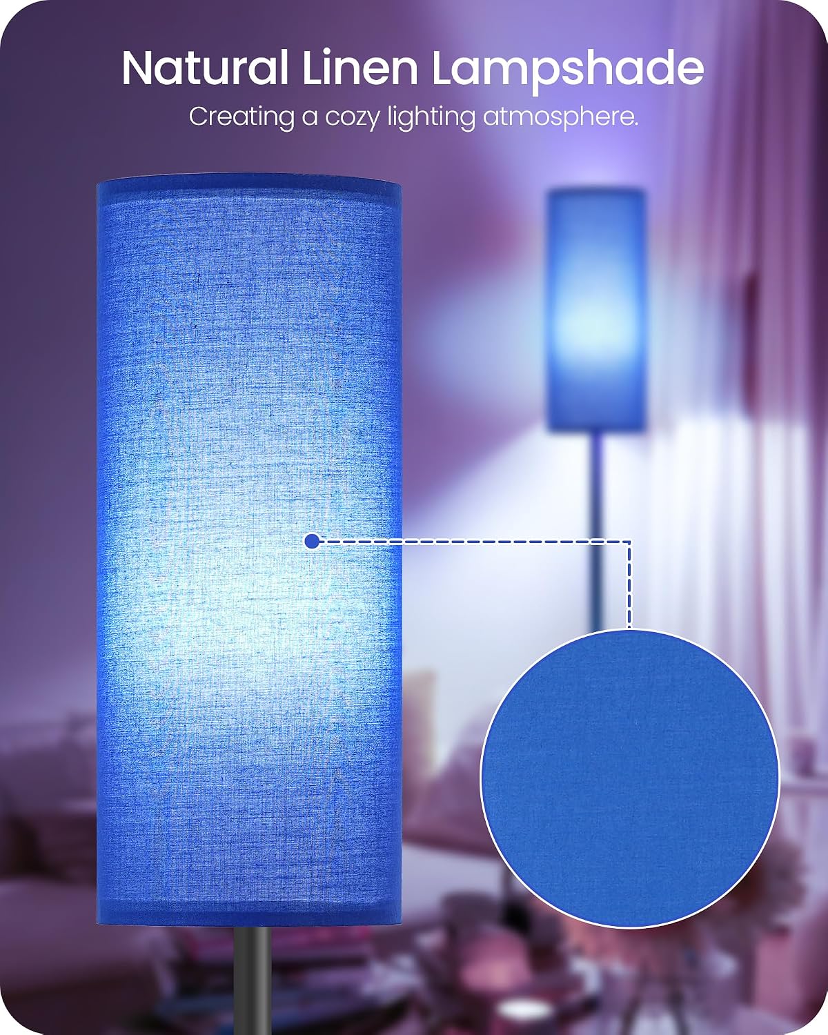 Dimmable Blue Floor Lamp for Living Room with Remote and Foot Switch, Corner Floor Lamp for Bedroom, 64.4" Standing Tall Lamp, 10W 900LM…