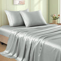 VACVELT 4pcs Silver Grey Satin Sheets Full Size Bed Set, 15 Inch Deep Pocket Silky Satin Sheet Set, Soft Satin Bedding Set Cooling &…