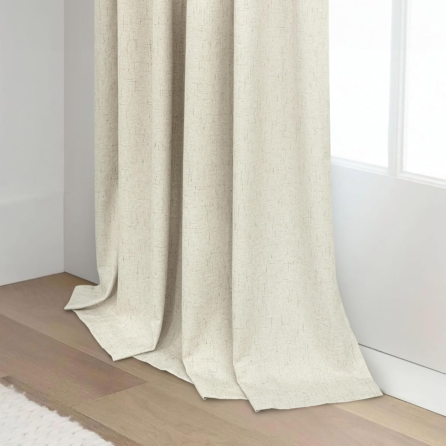Pitalk Linen Textured Boho 100% Blackout Small Window Curtains 45 inch Length 2 Panels Country Curtain for Kitchen Door Bathroom Bedroom Li…