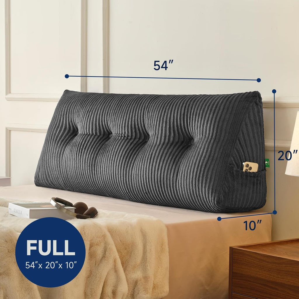 Z-Hom Large Headboard Pillow Full, NO ROLL Pillow, Wedge Pillow Headboard for Sitting Up in Bed, Backrest Support Triangular Cushion for Re…