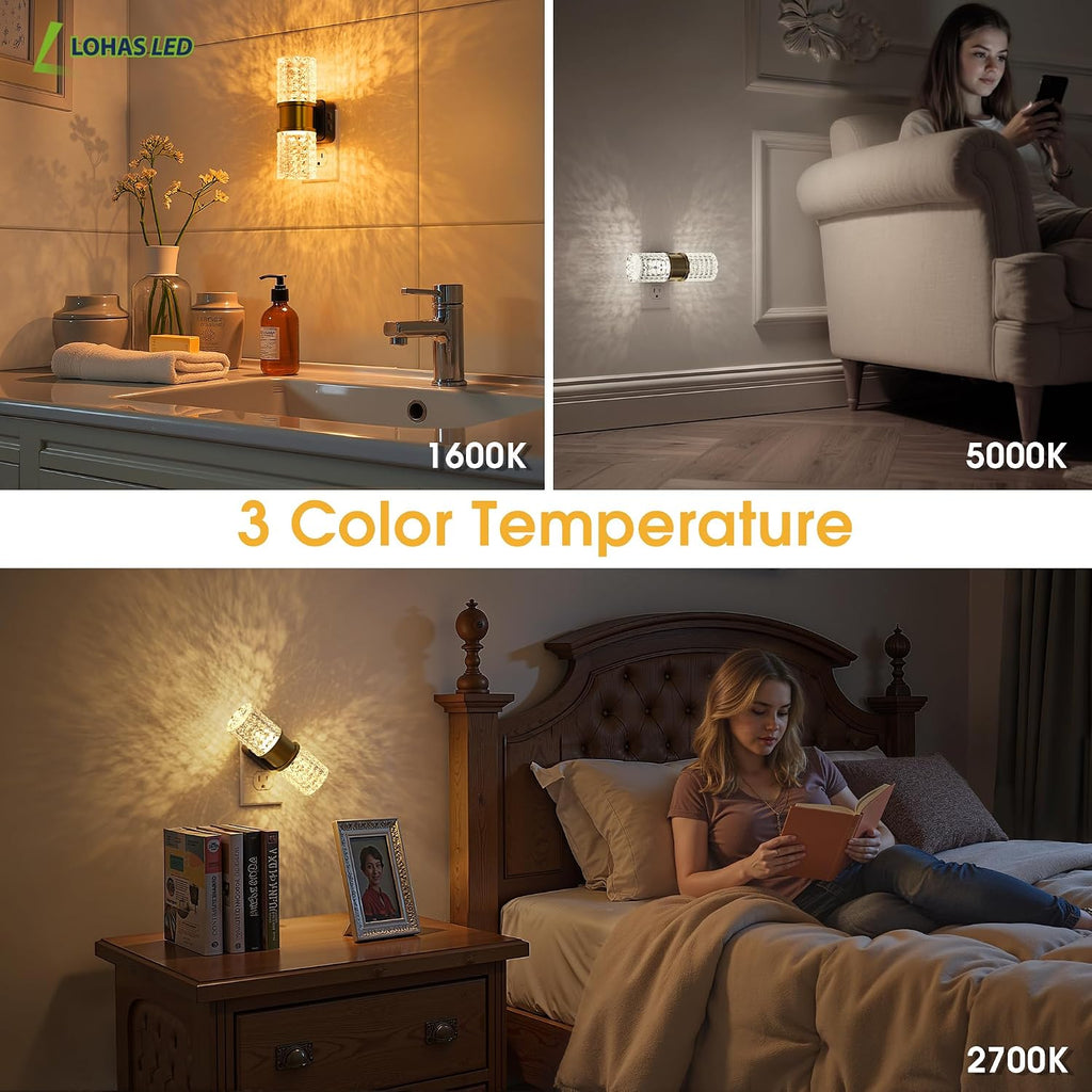 L LOHAS LED Night Light, Modern Night Lights Plug into Wall,2 Pack Amber-3000K-5000K Adjustable Color Temperature Night-Light, Dimmable…