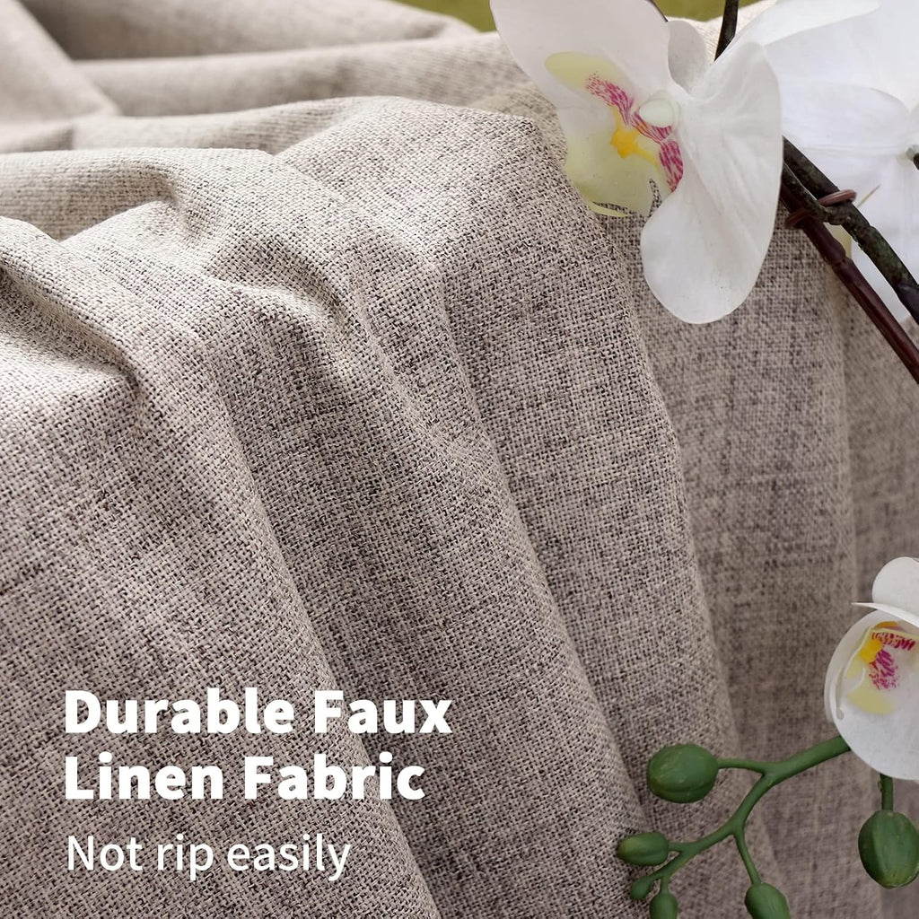YoungsTex Burlap Tan Linen Blackout Curtains 63 Inches Length for Bedroom, Taupe Thermal Insulated Drapes with Grommet Room Darkening for F…