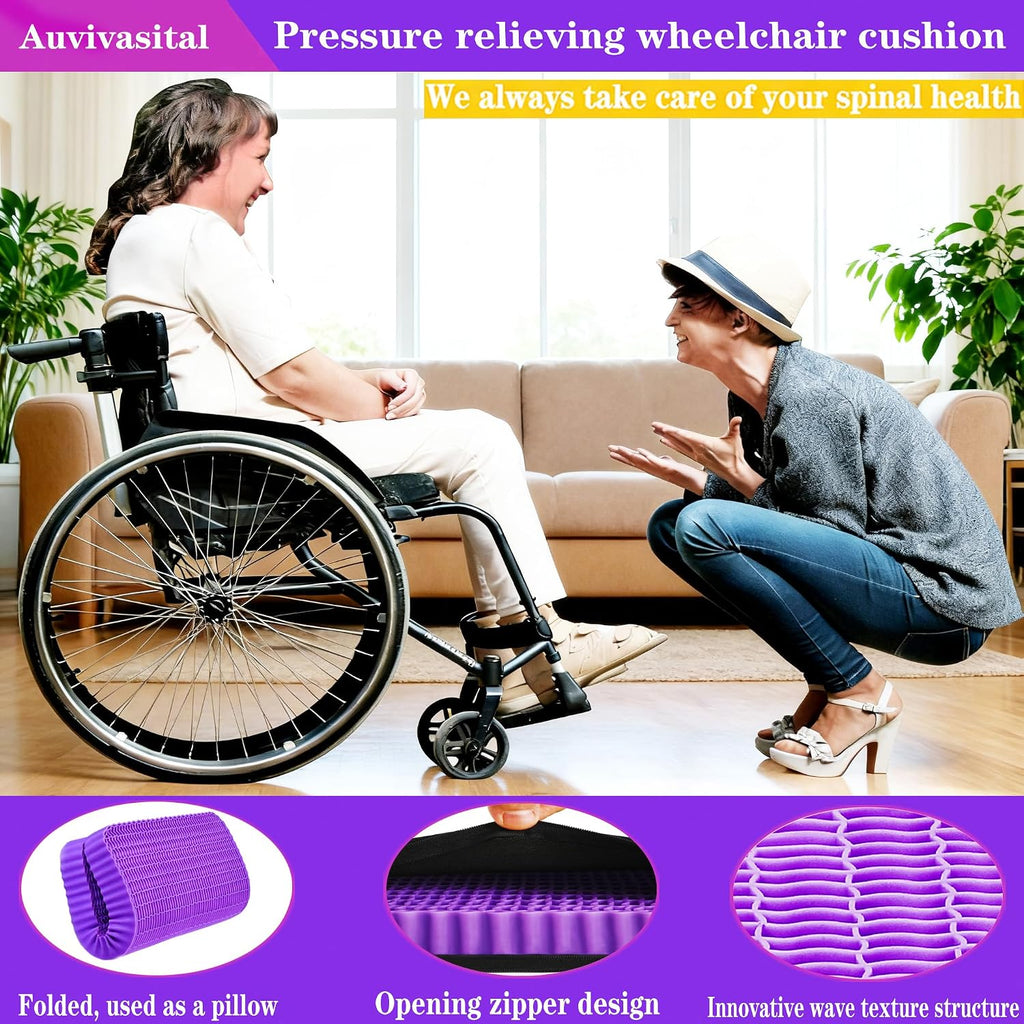 Auvivasital Innovative Gel Seat Cushion for Long Sitting, Soft and Breathable, Seat Cushion for Back, Sciatica, Hip, Tailbone, Used…