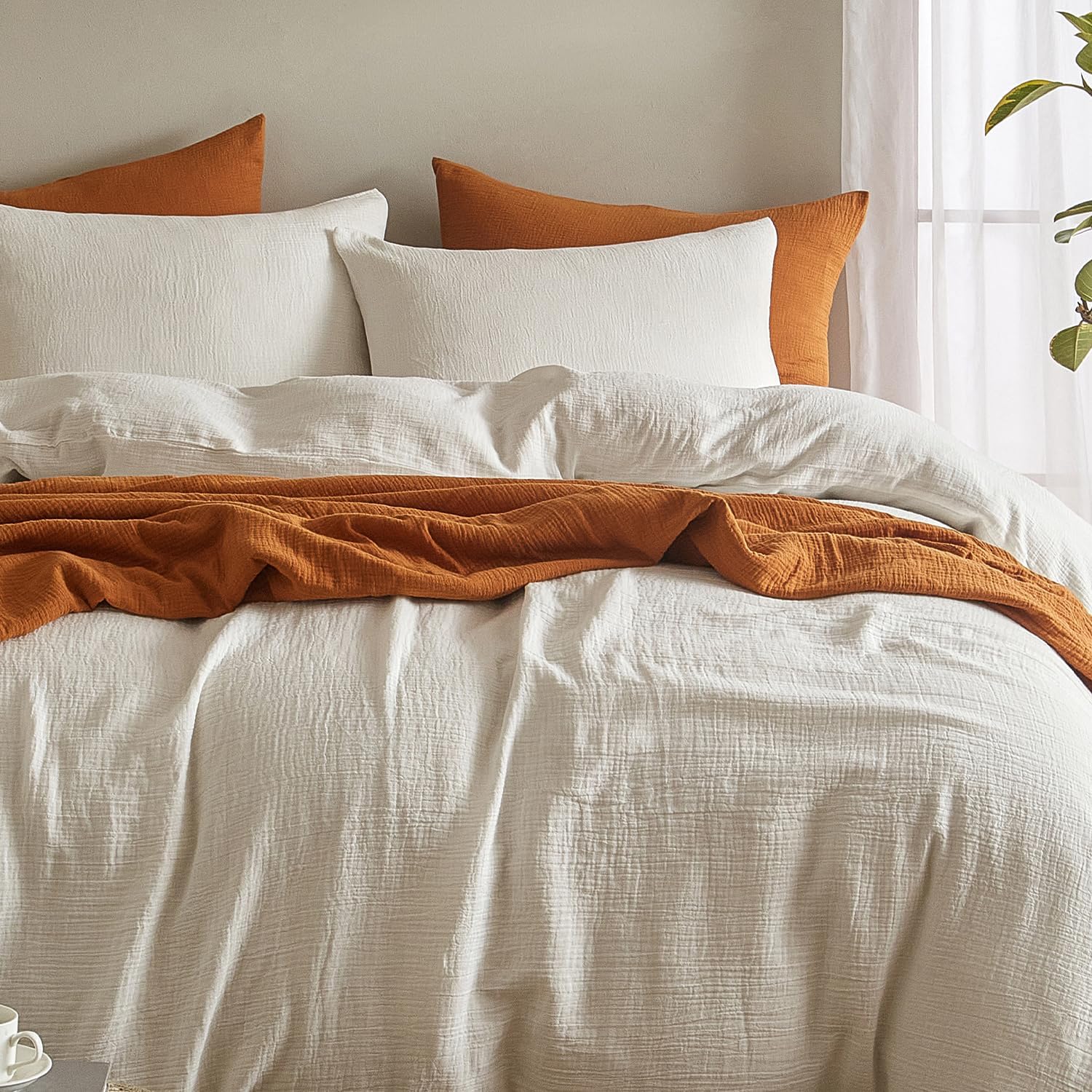 DefineCozyHealthyLife SE SOFTEXLY Muslin Pillowcases Standard Size 100% Cotton, 2 Pack Linen Like Pillow Shams with Envelope Closure, Ultra…
