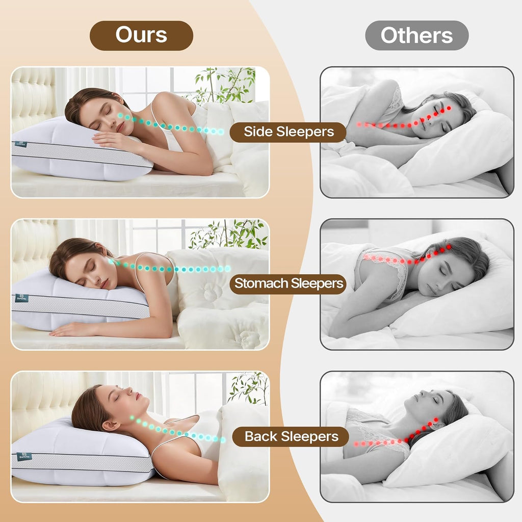 SurChic Luxury Adjustable Pillows Queen Size for Side Sleepers, Dual Layer Adjust Height Soft Firm Cooling Bed Pillow for Back, Stomach or…