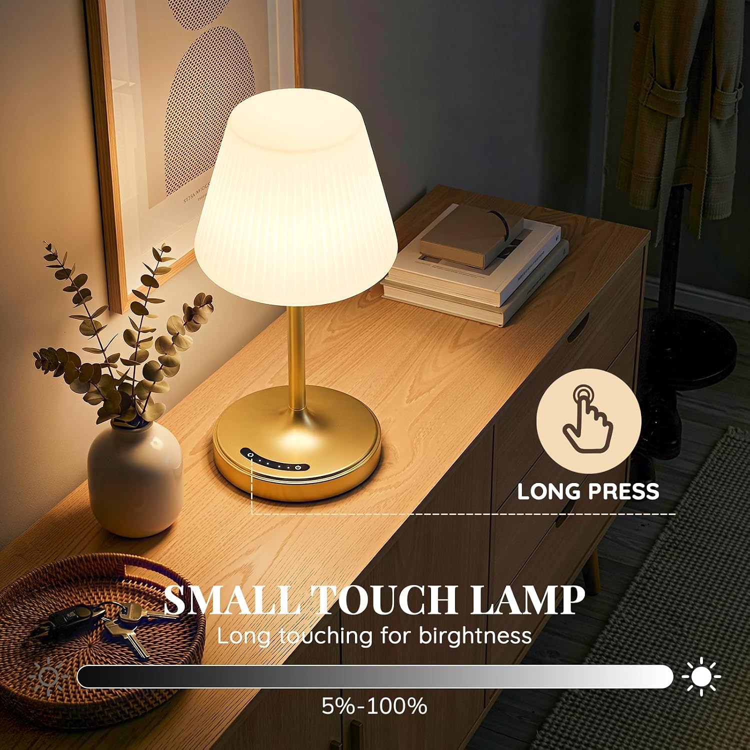 Audles Cordless Table Lamp, Waterproof Shower Lamp, 4000mAh Rechargeable Table Lamps, 3-Color Dimmable Light, Battery Operated Lamp Desk Ni…