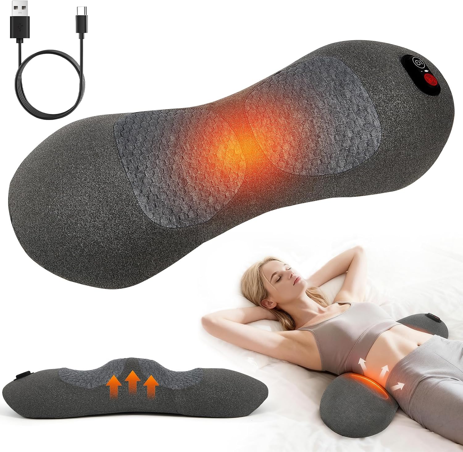 Gifey Smooth SpineTriple Fusion Back Massager with Heat - Sciatica & Spine Decompression Device, Deep Tissue Massager for Lower Back Pain,…
