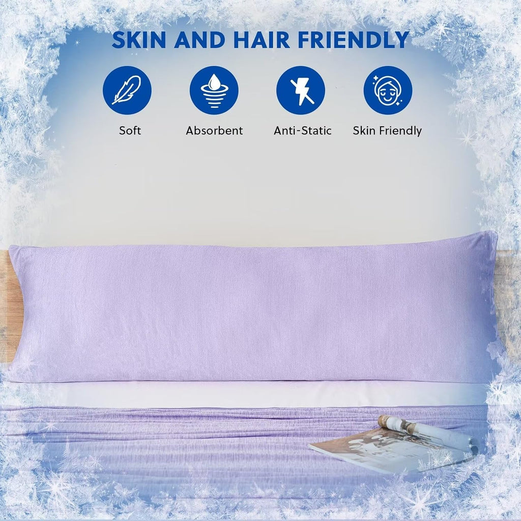 Homfine Cooling Pillowcase Body Size - Double Side Q-Max 0.439 Cooling Fiber for Pillow Protector, Breathable Long Cold Pillow Cover for Ho…