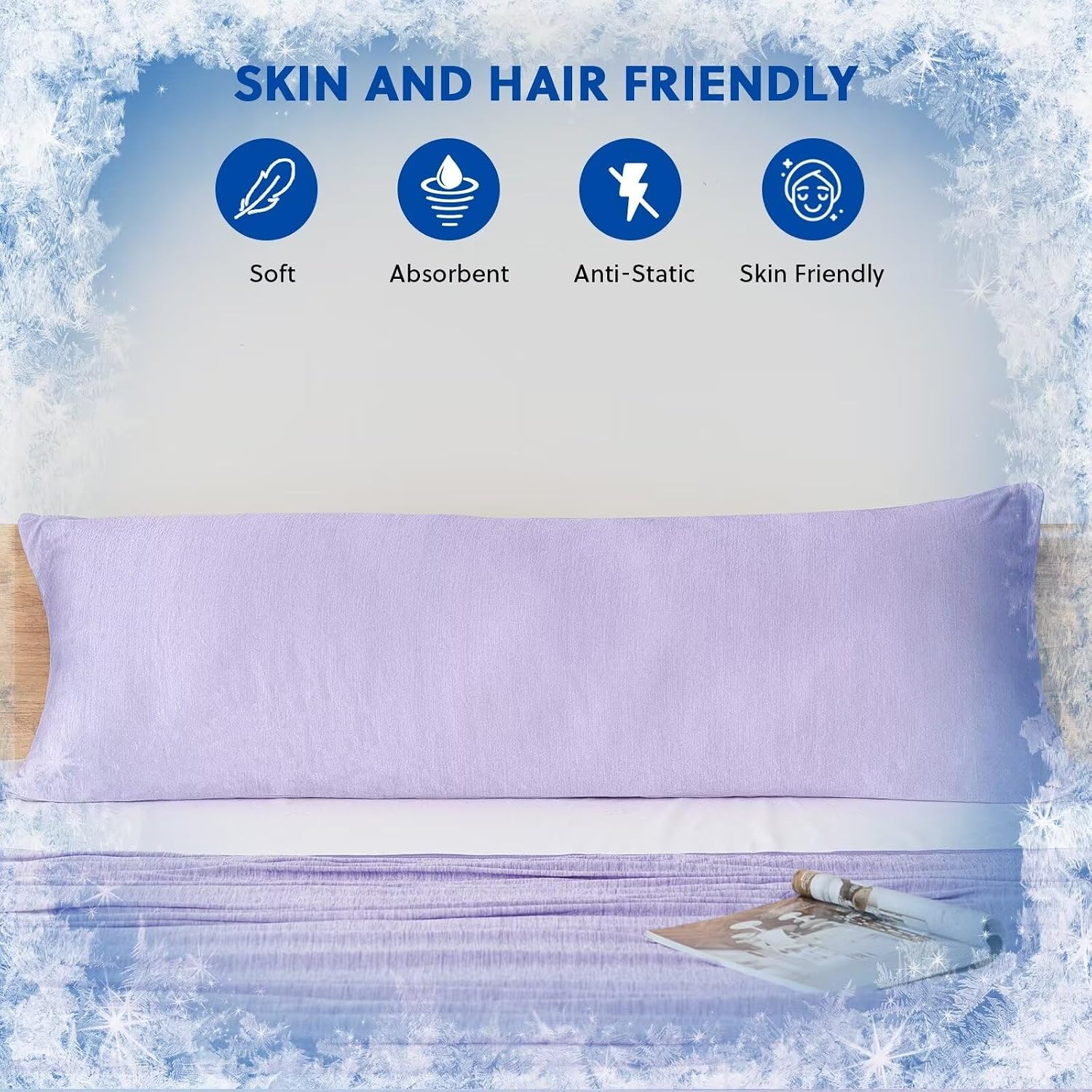 Homfine Cooling Pillowcase Body Size - Double Side Q-Max 0.439 Cooling Fiber for Pillow Protector, Breathable Long Cold Pillow Cover for Ho…