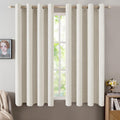 Miulee Linen Texture Curtains for Bedroom Solid 100% Blackout Thermal Insulated Linen Beige Curtains Grommet Room Darkening Drapes for Livi…