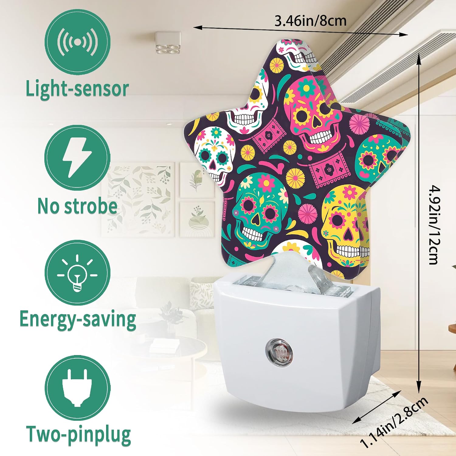 Skeleton Star Night Light Plug in, Decorative Night Light for Kids Room Nursery Bedroom, Soft Glow Sensor Lamp for Hallway Bathroom…