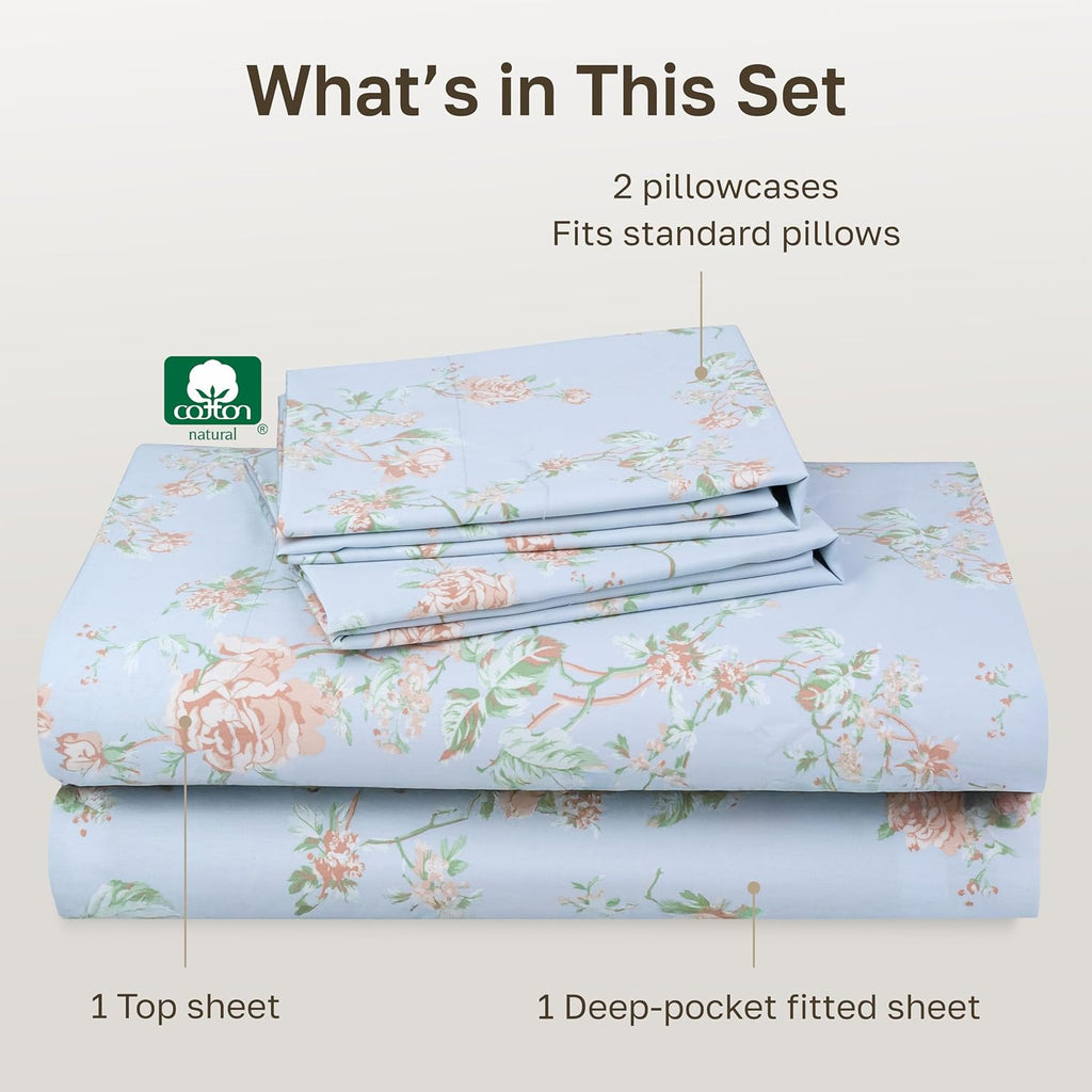 CaliforniaDesignDen California Design Den Soft Cotton Bed Sheets Full Size Set, 400 TC Good Housekeeping Award Winner, Smooth Sateen Finish…