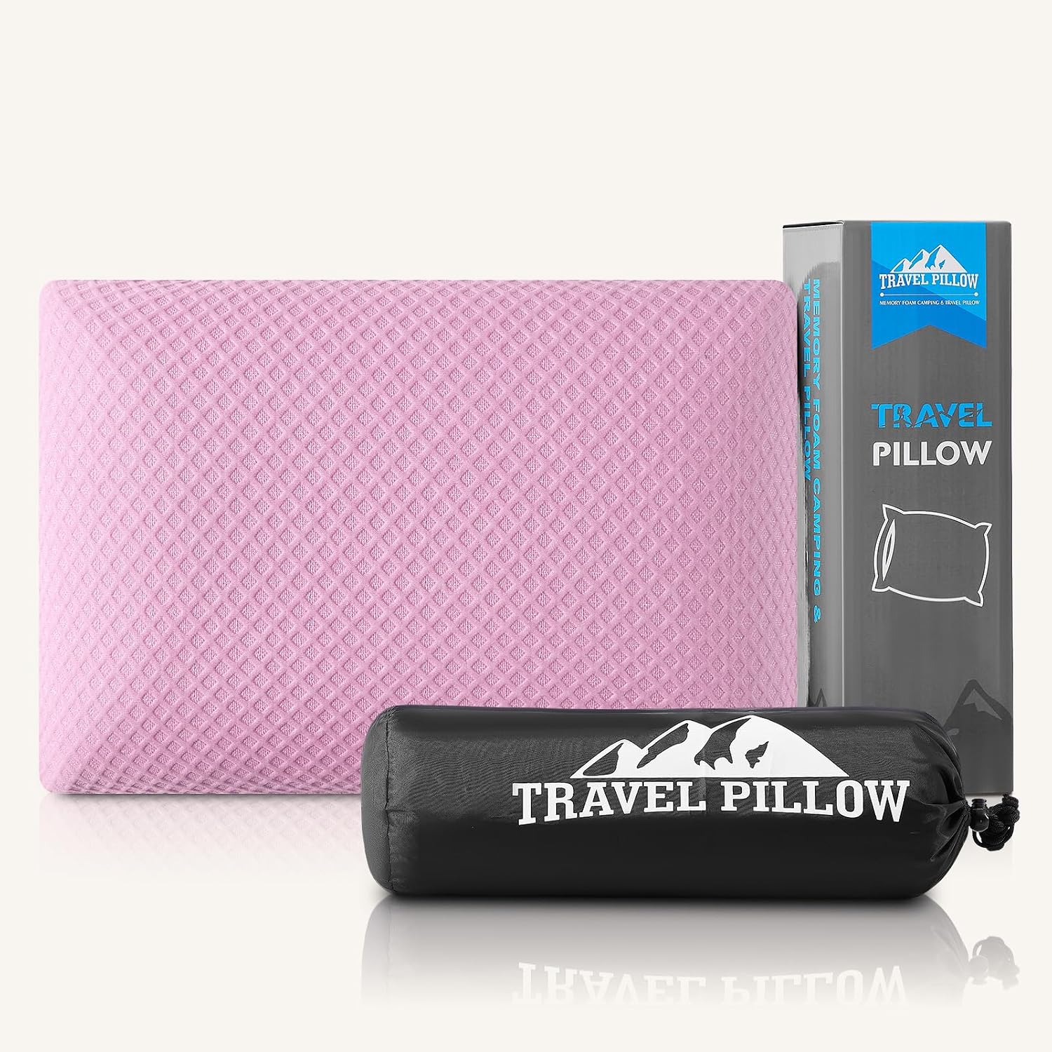 Peujew Travel Pillow Memory Foam Pillows, Camping Pillow-Compressible Medium Firm, Breathable Cover, Ideal Backpacking Hiking, Bed Pillows,…