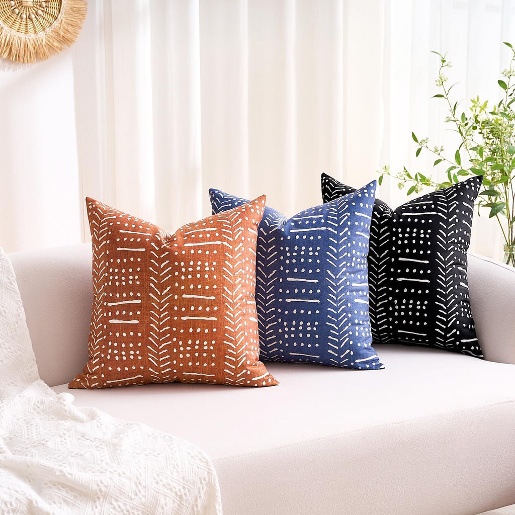 BONSTRAP Red Orange Boho Pillows Covers Decorative Rustic Couch Pillow Case Rust Decor Terracotta Modern Cushion Covers 16 x 16 Set…