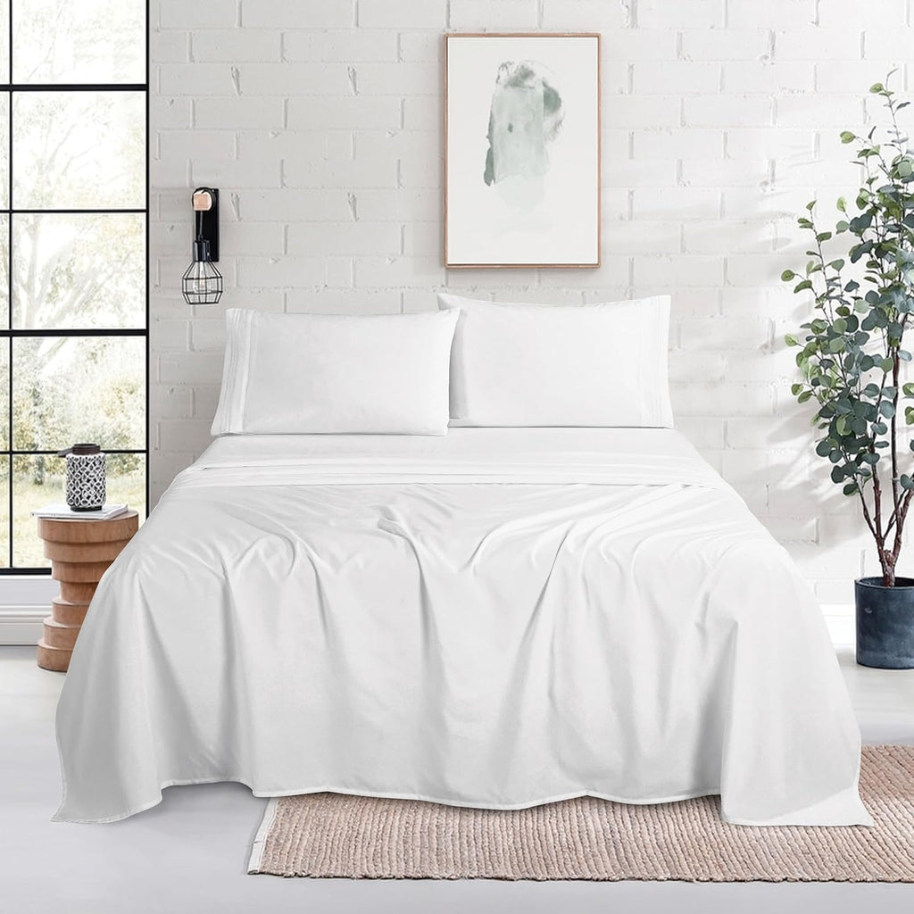 MocassiLuxuryBedding Mocassi Full Size 4-Piece Bed Sheet Set - 1800 Hotel Quality Microfiber 18-24 Inches Extra Deep Pocket Fitted Sheet- L…