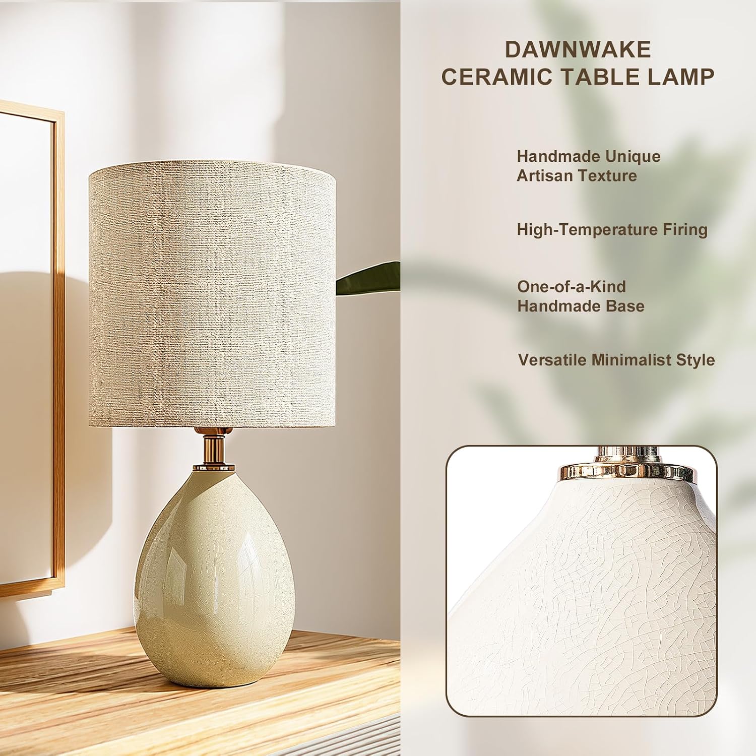 Dawnwake 18.5" Table Lamps Set of 2 for Living Room Bedroom, Bedside Lamps for Night Stands, Desk Nightstand Lamp Dimmable, Modern Linen…