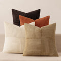 Miulee Brown Beige Throw Pillow Covers 16x16 Inch Set of 4 Boho Farmhouse Cushion Cases for Livingroom Couch Bed Soft Corduroy Pillow Cases…