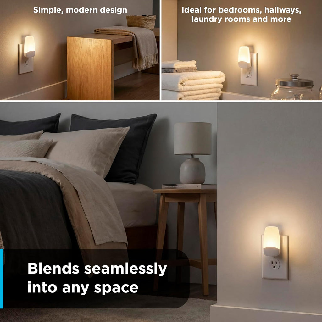GE LED Night Lights Plug Into Wall, Dusk to Dawn Sensor, Ambient Lighting, Dorm Room Essentials, Nightlight for Bedroom, Bathroom Decor…