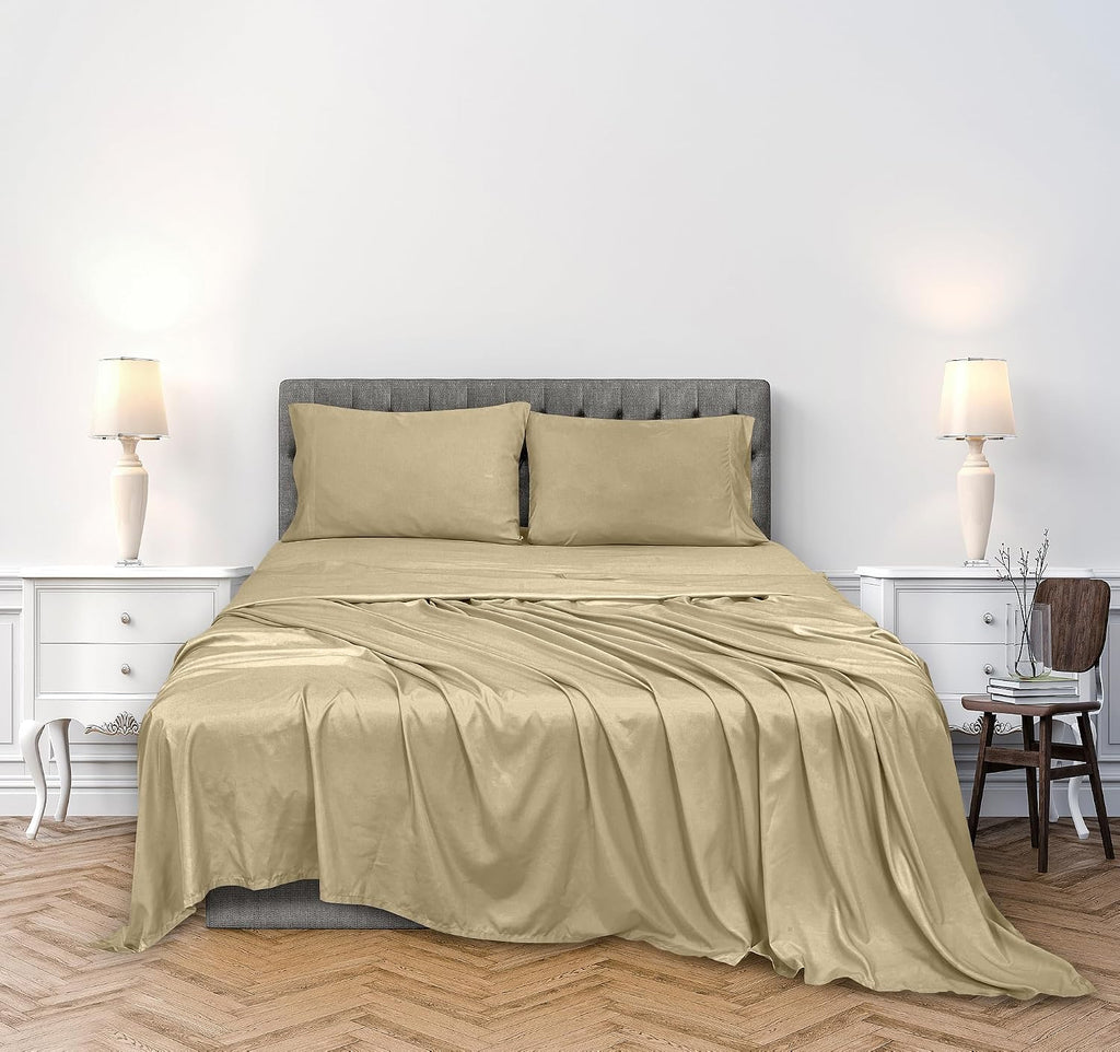 Royalelinens ROYALE LINENS 300 Thread Count 100% Long Staple Combed Cotton Sheet Set - 4 Piece King Bed Sheets - 1 Fitted, 1 Flat & 2 Pillo…
