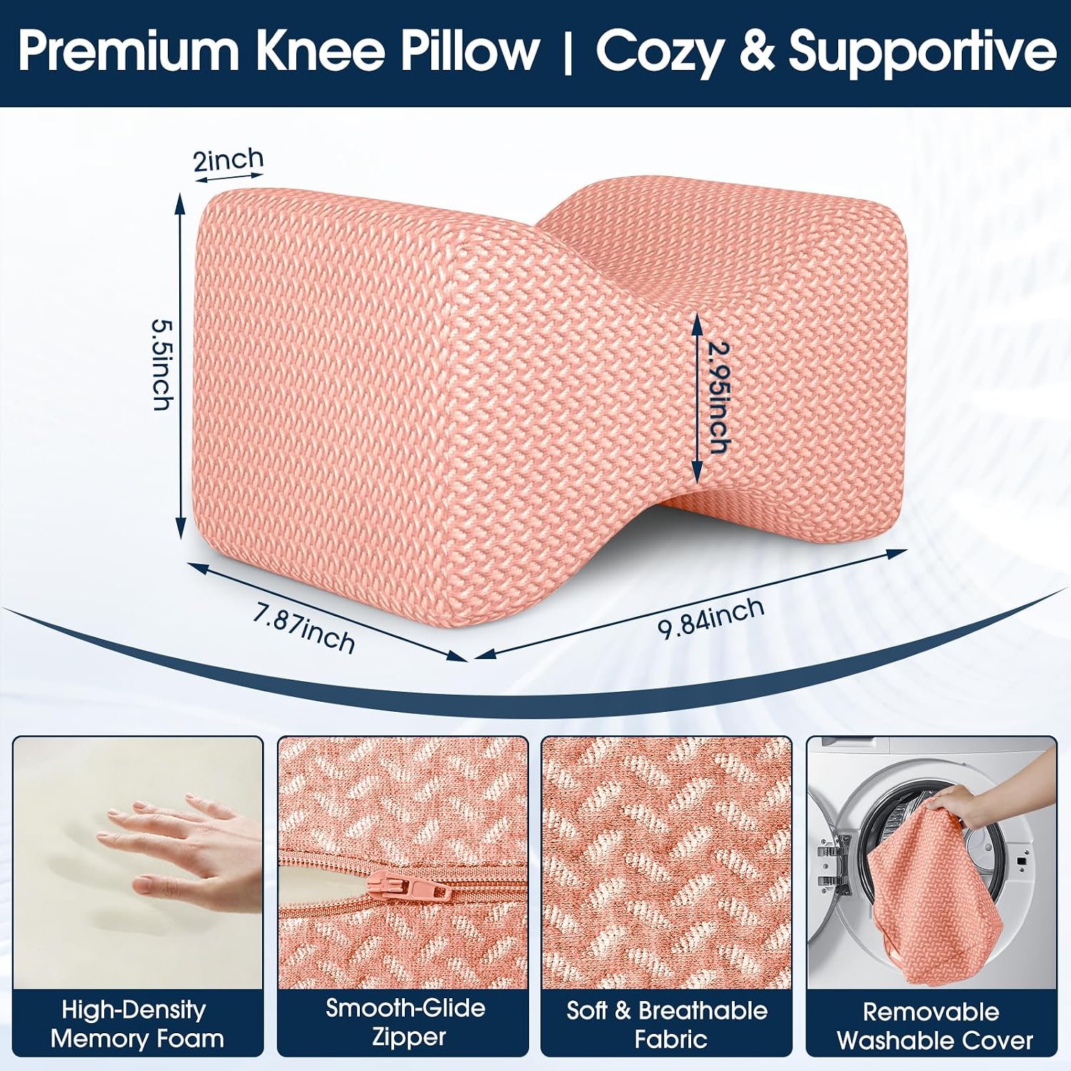BlissTrends Memory Foam Knee Pillow, Knee Pillow for Side Sleepers, Leg Pillows for Sleeping Blood Circulation, Elevation Pillow for…