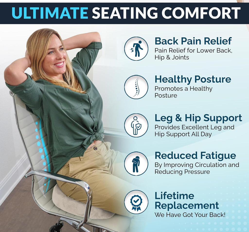 ComfiLife Gel & Memory Foam Seat Cushion – Office Chair Cushion, Car Seat Cushion – Chair Cushions for Back & Sciatica – Seat Cushions for…