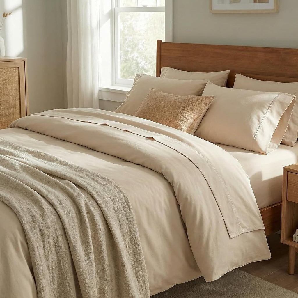 Perupima Peru Pima 415 Thread Count Percale Queen Sheet Set - 100% Peruvian Pima Cotton, 4 Piece (Flat, Fitted, 2 Pillowcases) - Cooling, C…