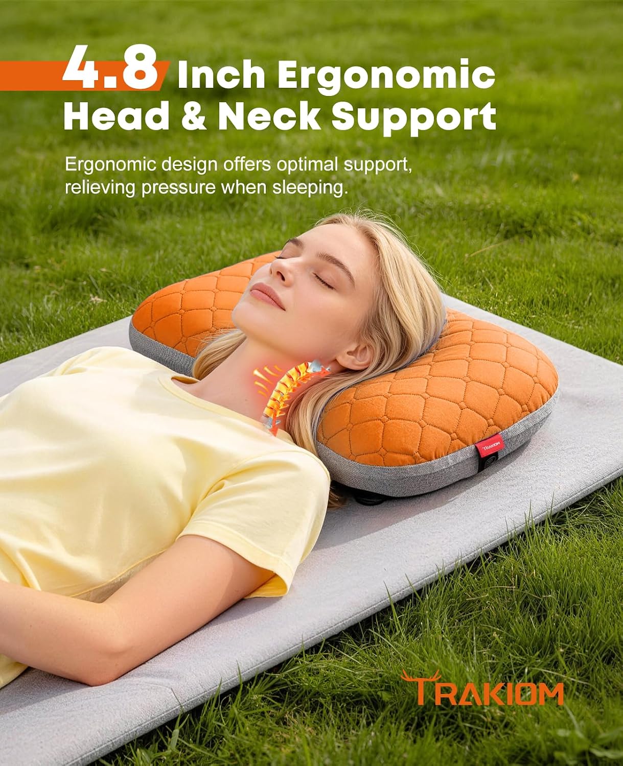Trakiom Inflatable Camping Pillow with Carabiner, Ultralight Air Travel Pillow for Ergonomic Neck & Lumbar Support, Backpacking Pillows…