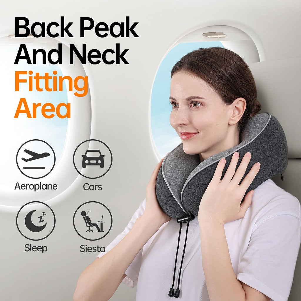 MANXUEKAI Travel Neck Pillow 100% Pure Memory Foam Travel Pillow for Sleeping on Airplane, Car, Train, Bus, Office and Home Use, Washable…
