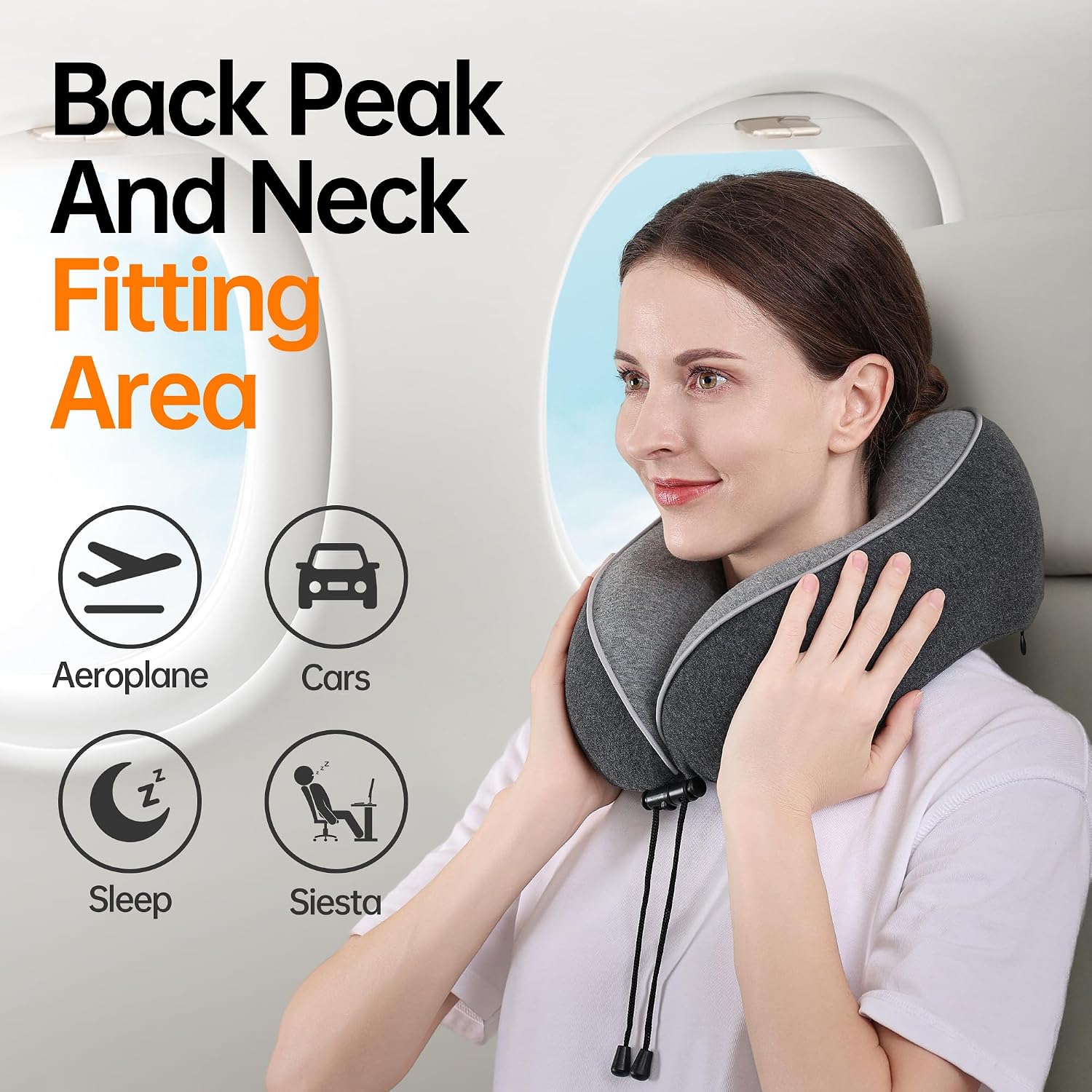MANXUEKAI Travel Neck Pillow 100% Pure Memory Foam Travel Pillow for Sleeping on Airplane, Car, Train, Bus, Office and Home Use, Washable…