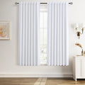 Guken Beige White 100% Blackout Linen Curtains 63 Inches Long for Bedroom Country Farmhouse Back Tab Hook Belt Black Out Room Darkening Ins…