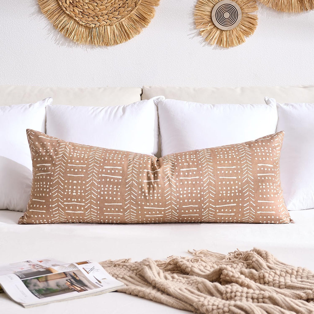 BONSTRAP Brown Boho Body Pillows Covers Decorative Long Lumbar Accent Throw Pillow Covers Large Queen 20x54 1 Piece for Bed Sleeping…