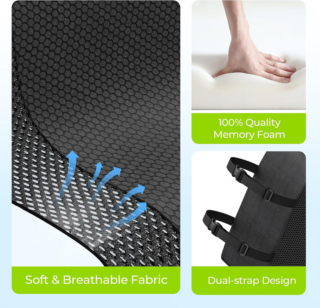 Auvon Lumbar Support Pillow for Office Chair with Patented Bulge for Lower Back Support, Ergonomic Office Home Essentials Improve Posture,…