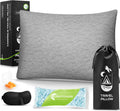 CushyOasis All-in-1 Camping Pillow Set - Shredded Memory Foam Neck Pillow Travel Pillow with Eye Mask, Earplugs, Washable Cover, Compact…