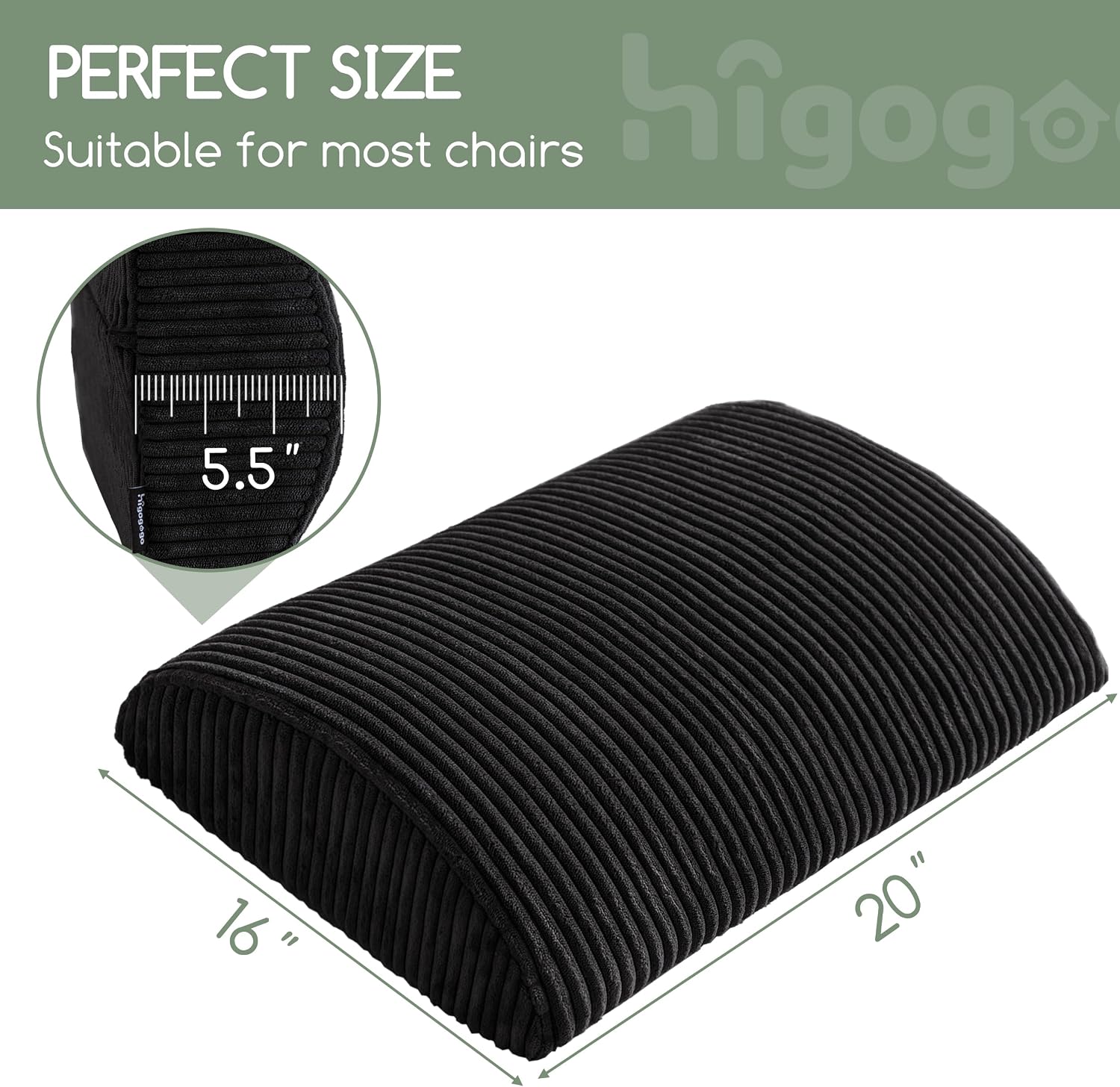 Higogogo Lumbar Support Pillow for Recliner Chair/Accent Chair/Couch, Extra Large Memory Foam Back Support Cushion for Elderly, Recliner Cu…