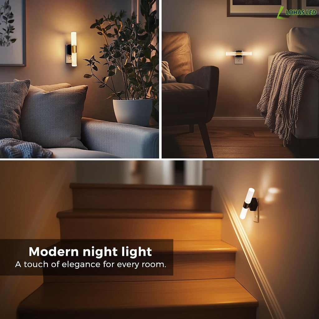L LOHAS LED Night Light, 2 Pack Night Lights Plug into Wall, 3000K Soft White, 0-100LM Adjustable Brightness, 180° Rotating Plug in Night…