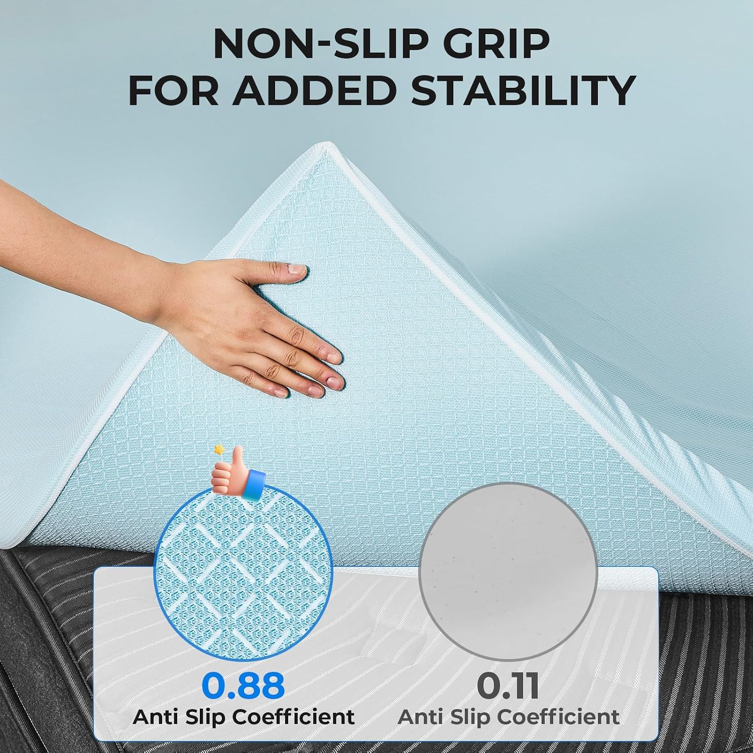 OhGeni 2 Inch Full Memory Foam Mattress Topper Pad with Cover, Soft Bed Cover with Anti-Slip Base, Enhanced with Cooling Gel, Comfort for S…
