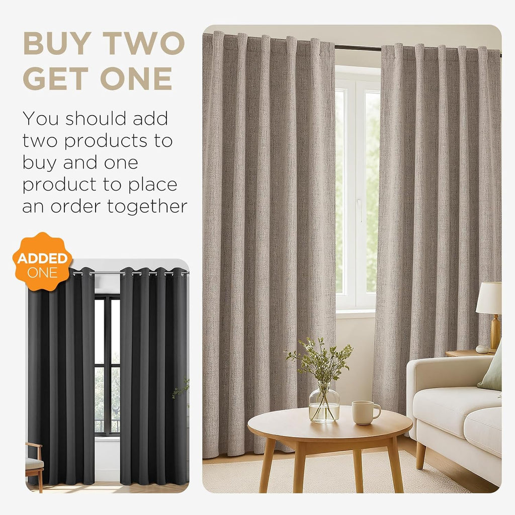 Joydeco Blackout Curtains for Bedroom - 72 Inch Long 100% Light Blocking 2 Panels Set Linen Drapes, Thermal Insulated Room Darkening Curtai…