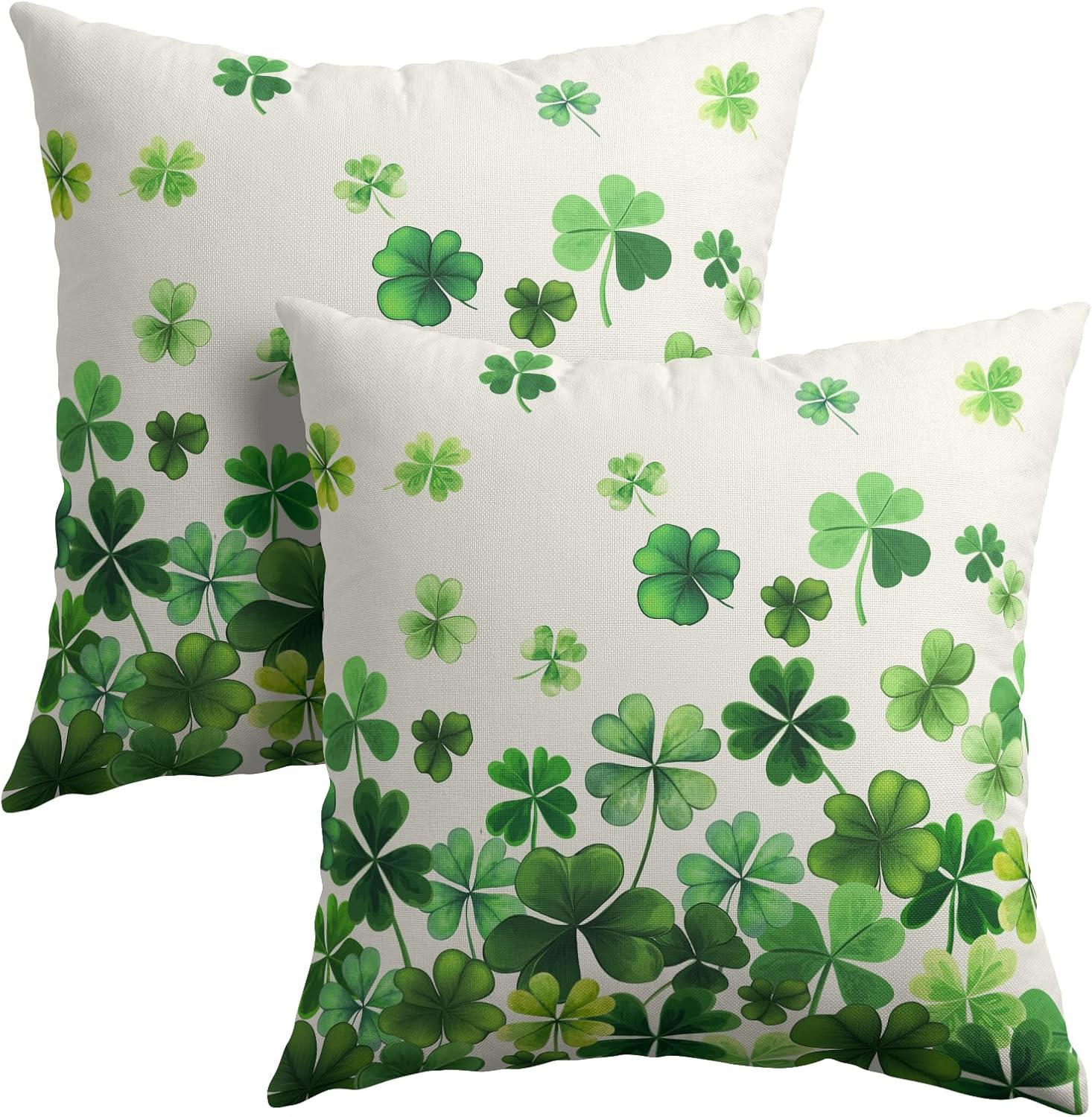 Granbey Lucky Clover Shamrocks Throw Pillow Covers St. Patrick's Day Pillowcase 16x16inch Set of 2 Green Spring Holiday Decorative Cotton-L…