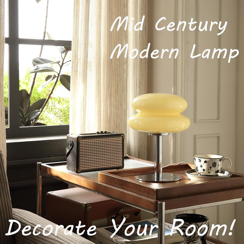 Glivpny Mushroom Lamp Table Lamp for Night Stands, Mid Century Modern Desk Lamps for Bedroom, Vintage Dimmable Bedside Small Cute Lamps…
