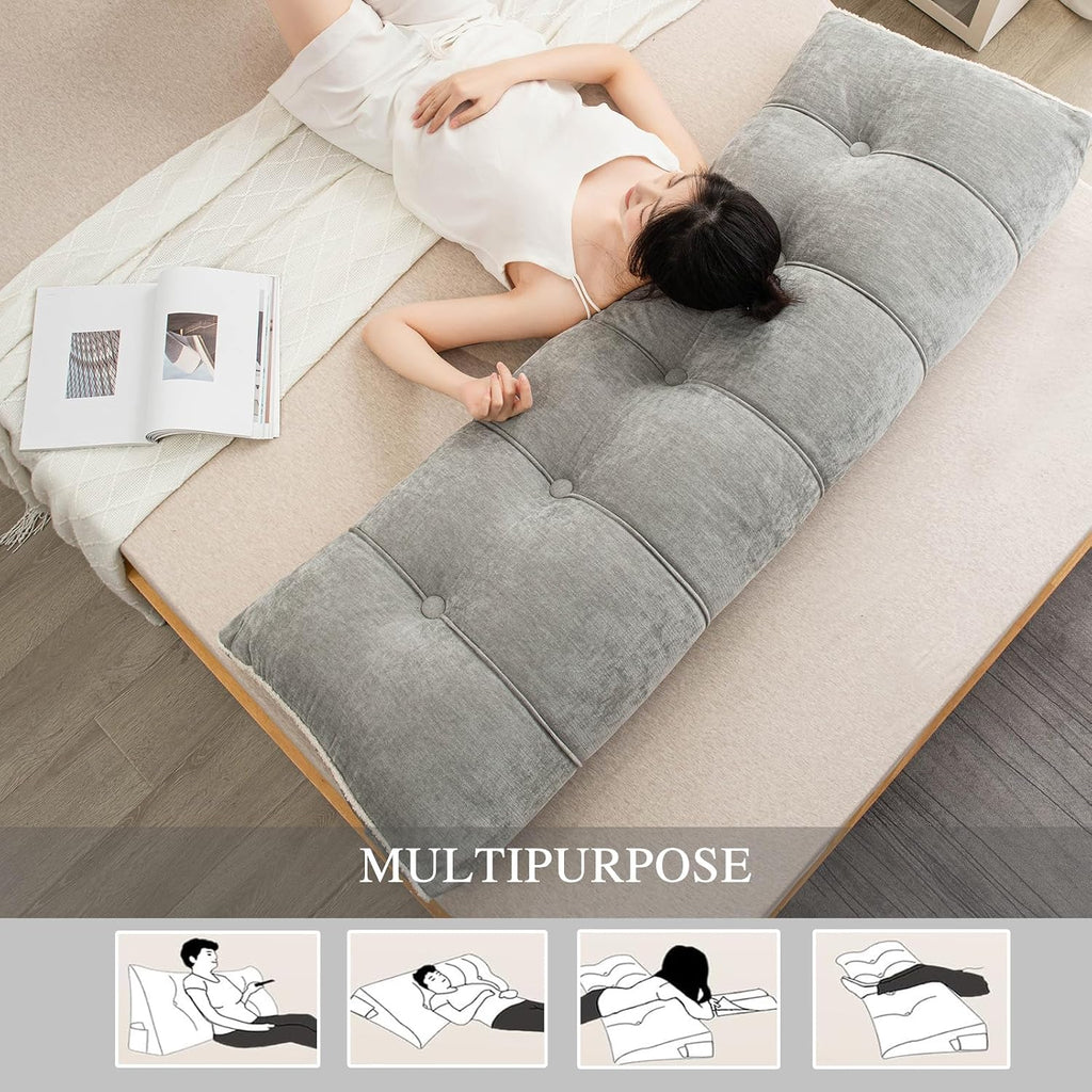 Foreate Headboard Pillow Queen, Chenille Triangular Wedge Pillow Headboard Queen Size, Reading Setting Backrest Daybed Pillows for Sofa…