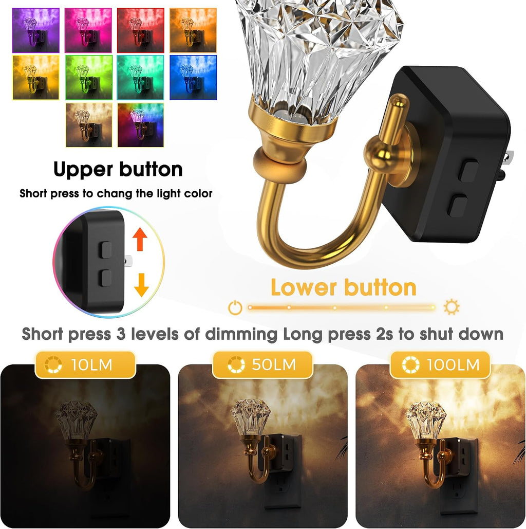 L LOHAS LED Night Lights Plug into Wall - 2 Pack 10-Color Changing RGB Floral Night Lights with Auto Sensor, 3 Brightness Levels…