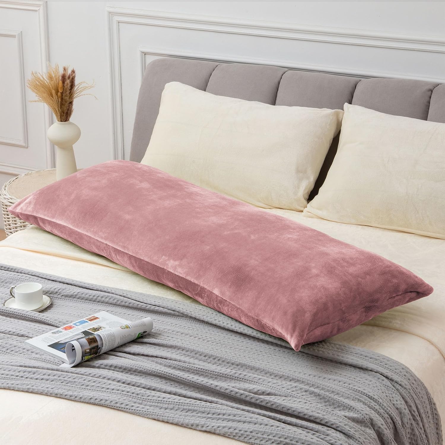 Bedelite Body Pillow Cover with Zipper Closure, Super Soft and Cozy Fuzzy Fleece Pillowcase 20 x 54 Inches, Luxury Fluffy Plush Long Body P…