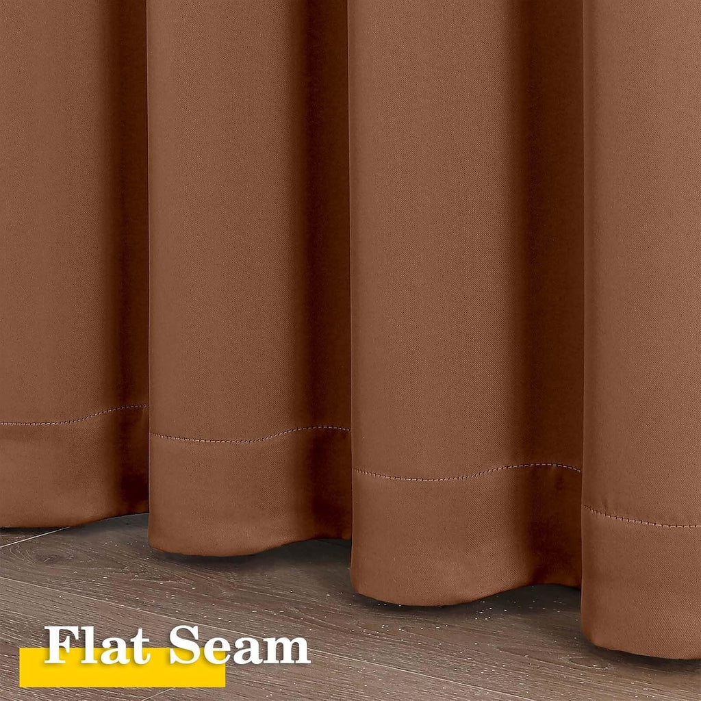 WelvetBLK Sun Baked Room Darkening Curtains for Bedroom Living Room 45 Inch Length 2 Panels Set, Soft Solid Thermal Insulated Rod Pocket Sh…