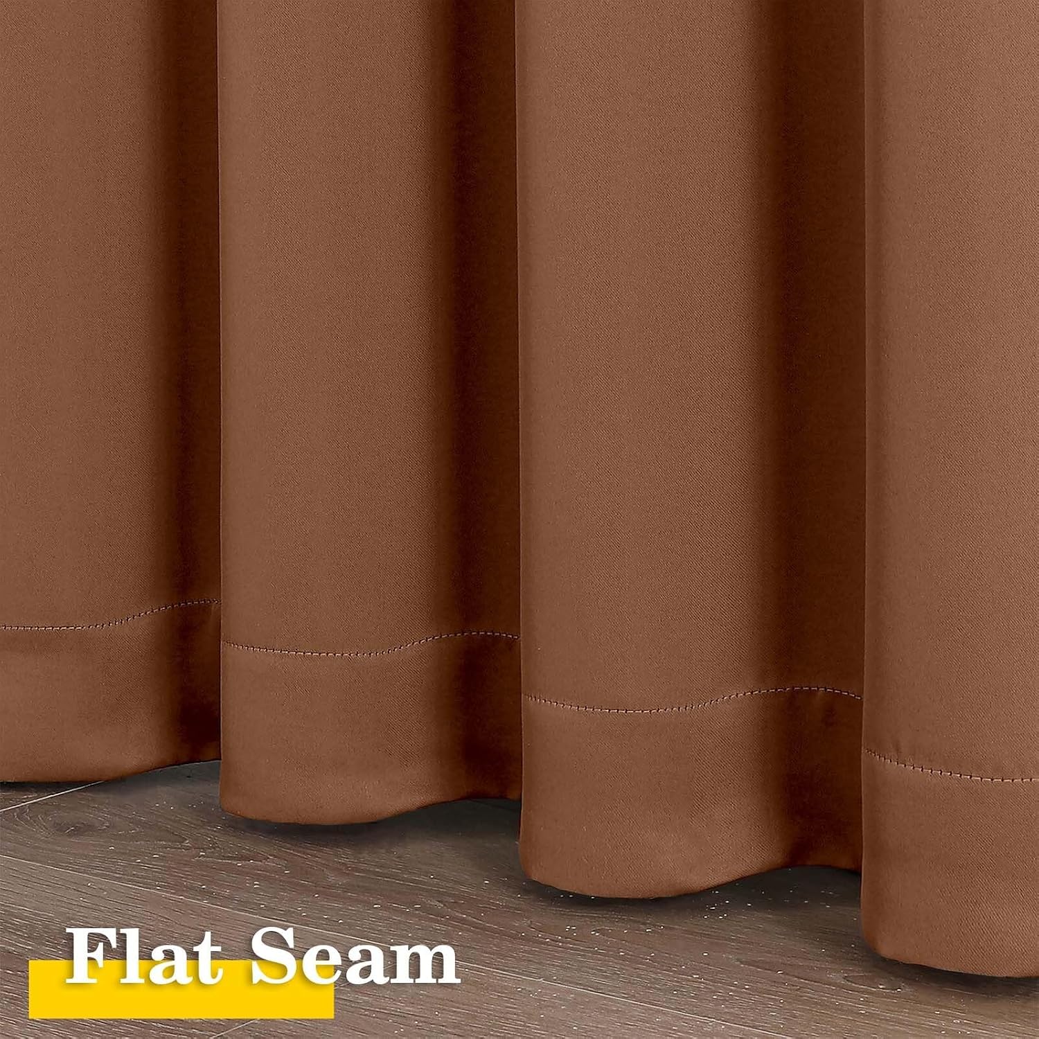 WelvetBLK Sun Baked Room Darkening Curtains for Bedroom Living Room 45 Inch Length 2 Panels Set, Soft Solid Thermal Insulated Rod Pocket Sh…