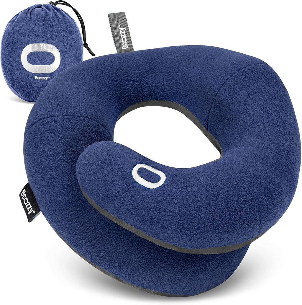 BCOZZY Travel Neck Pillow for Airplane – Patented Double Support for Head, Neck, and Chin. Best for Long Flights, Plane Sleeping, and Car…