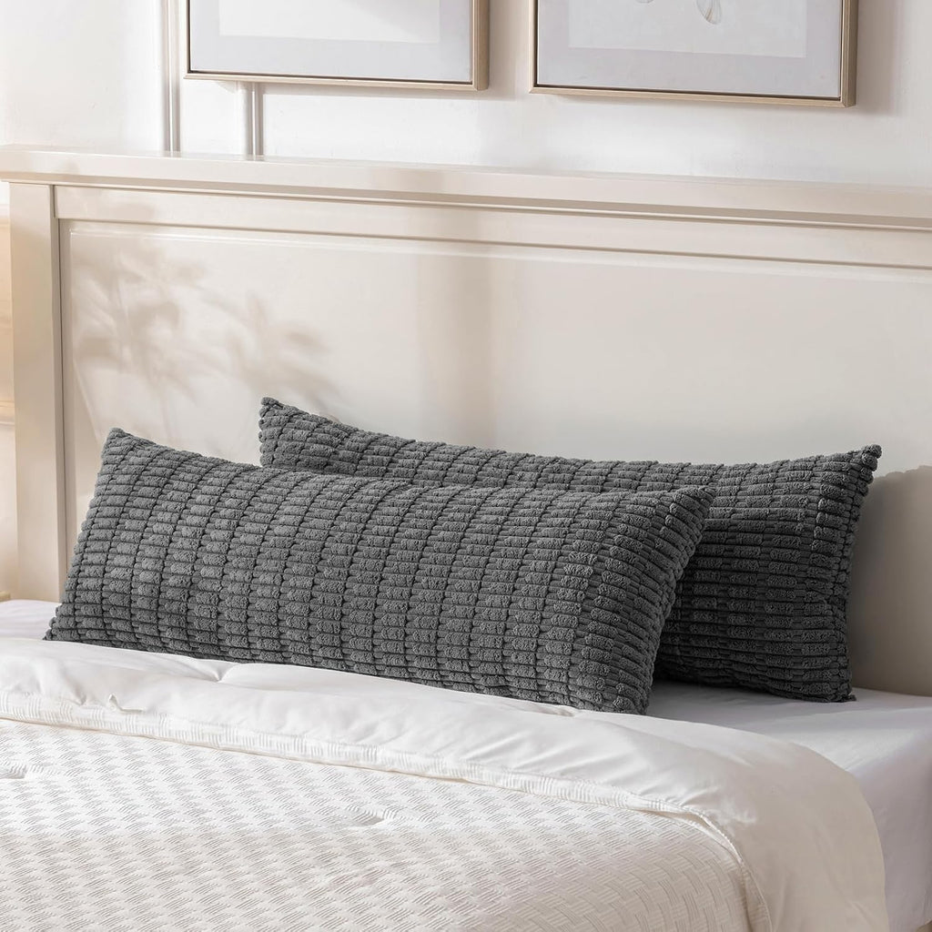 Fancy Homi Decorative Throw Pillow Covers for Bed Couch Bedroom Bench, Soft Corduroy Solid Pillow Case, Rustic Farmhouse Boho Room…