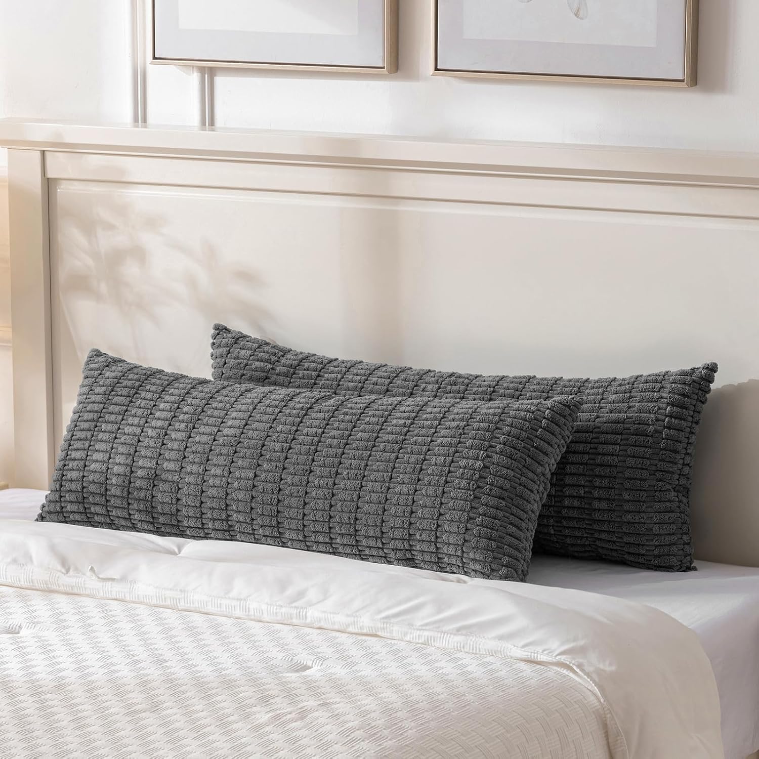 Fancy Homi Decorative Throw Pillow Covers for Bed Couch Bedroom Bench, Soft Corduroy Solid Pillow Case, Rustic Farmhouse Boho Room…