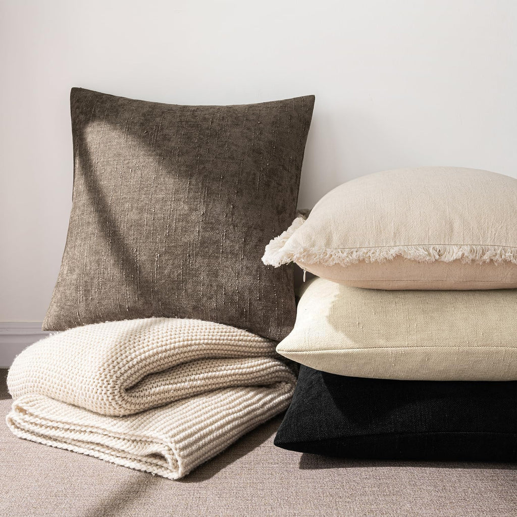 MIULEE Pack of 2 Decorative Throw Pillow Covers Soft Throw Pillows Solid Textured Cushion Covers Home Decor for Couch Sofa Bedroom Living…